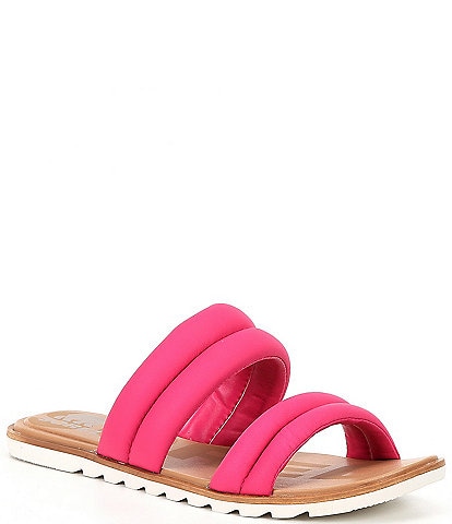 Sorel Ella Puff Leather Flat Slide Sandals