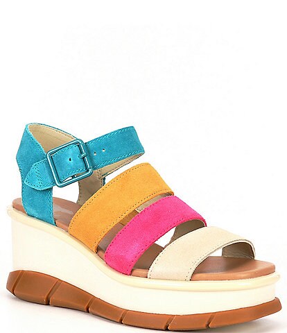 Sorel Joanie III Color Block Ankle Strap Suede Platform Wedge Sandals