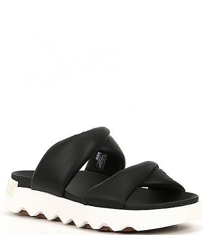 Sorel Vibe Puff Twist Leather Platform Slide Sandals