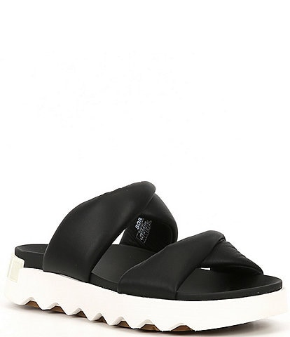 Sorel Vibe Puff Twist Leather Platform Slide Sandals