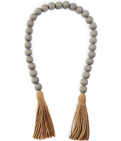 Southern Living 3.75-ft. Grey Wooden Beaded and Tassels Garland