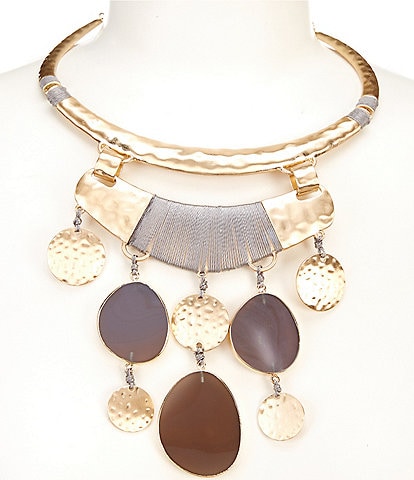 Southern Living Agate and Disk Layered Statement Necklace