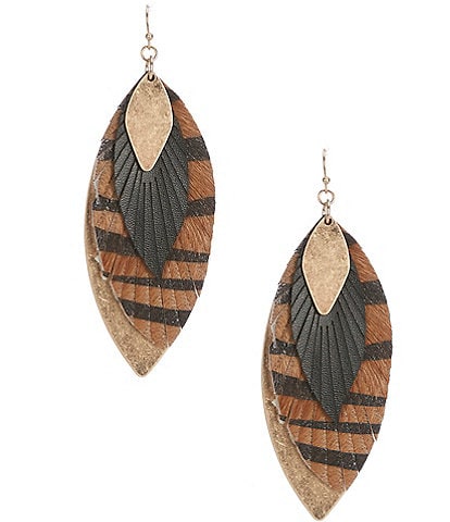 Southern Living Animal Print Feather Drop Statement Earrings