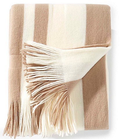 Southern Living Ashford Brushed Knit Fringe Striped Throw Blanket