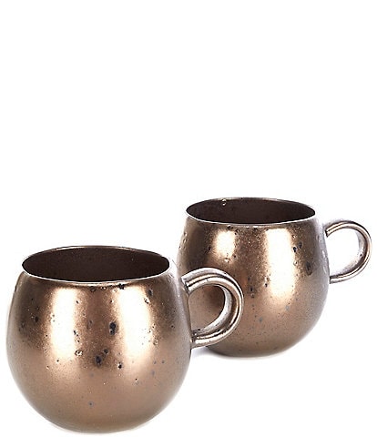 Southern Living Astra Collection Bronze Metallic Glazed Belly Mugs, Set of 2