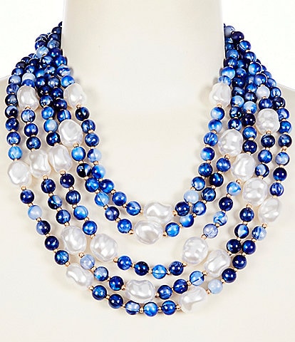 Southern Living Bead and Pearl Short Multi-Strand Necklace