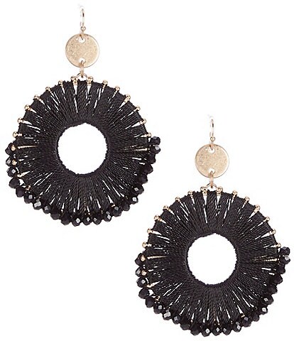 Southern Living Bead and Thread Wrapped Disk Drop Earrings
