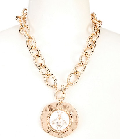 Southern Living Bee Disc Short Pendant Necklace
