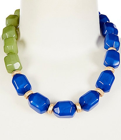 Southern Living Blue & Green Organic Beaded Collar Necklace