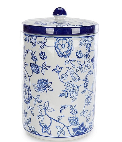 Southern Living Blue & White Collection Chinoiserie Ceramic Large Canister, Boxed