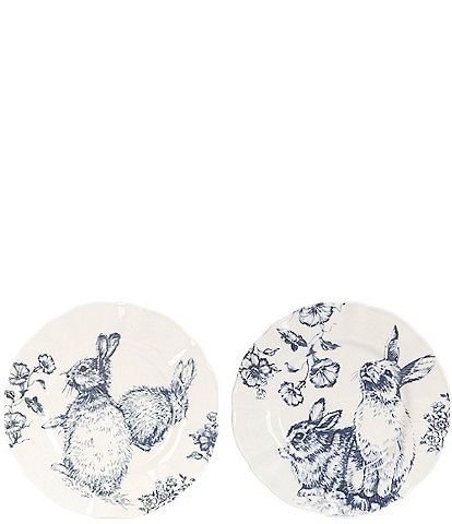 Southern Living Chinoiserie Blue Bunny Accent Plates, Set of 2