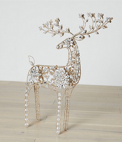 Southern Living Blue Christmas Collection 3-ft. Turned Head Jeweled Deer Decor