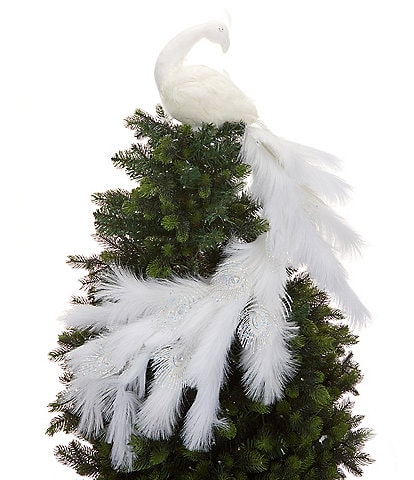 Southern Living Blue Christmas Collection Feathered Peacock Tree Topper