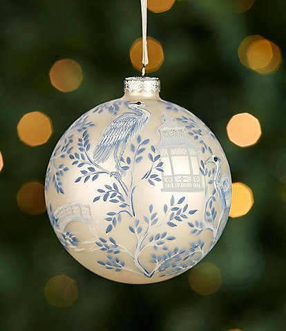 Southern Living Blue Christmas Collection Hand Painted Chinoiserie Glass Ball Ornament