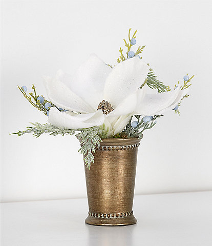 Southern Living Blue Christmas Collection Magnolia & Cedar Faux Floral Arrangement