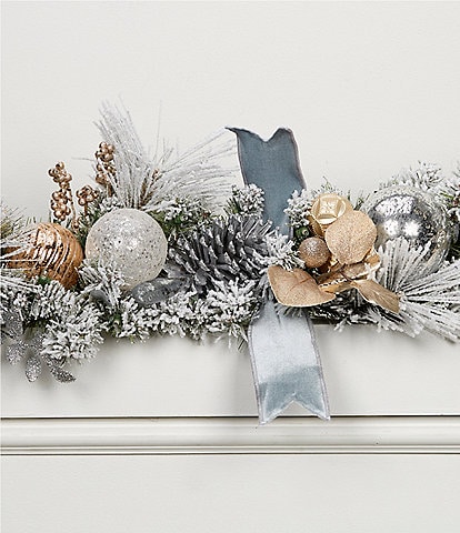 Southern Living Blue Christmas Collection Pre-Lit 6-Ft. Flocked Garland