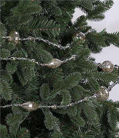 Southern Living Blue Christmas Collection Silver Shatterproof Vintage Drop Beaded 6-Foot Garland