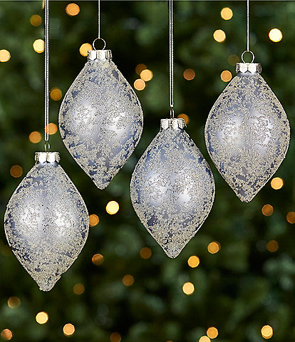 Southern Living Blue Christmas Collection Textured Drop Ornament, Set of 4