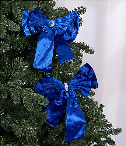 Southern Living Blue Christmas Collection Velvet Bow Clip, Set of 2