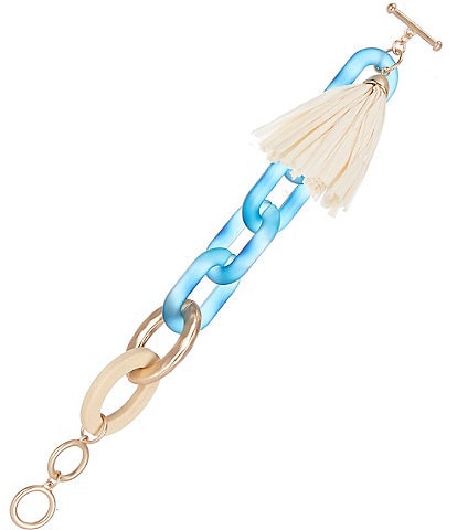 Southern Living Blue Ombre Link Tassel Line Bracelet