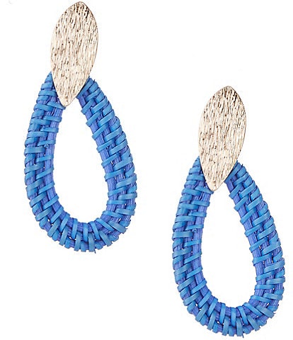 Southern Living Blue Rattan Teardrop Orbital Earrings