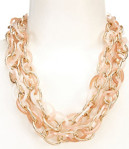 Southern Living Blush and Metal Link Short Multi-Strand Necklace