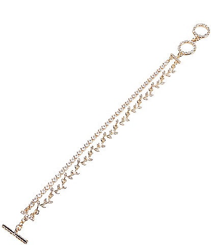 Southern Living Borrowed & Blue by Southern Delicate Leaf Vine CZ Rhinestone Chain 2 Row Line Bracelet