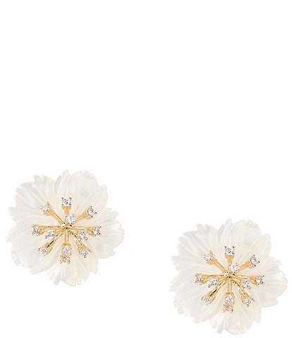 Southern Living Borrowed & Blue by Southern Living Carved Pearl Flower Stud Earrings