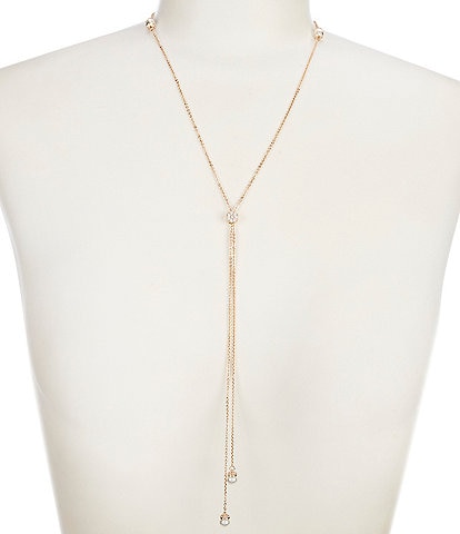 Southern Living Borrowed & Blue by Southern Living Crystal CZ Pave Pearl Station Adjustable Y Necklace