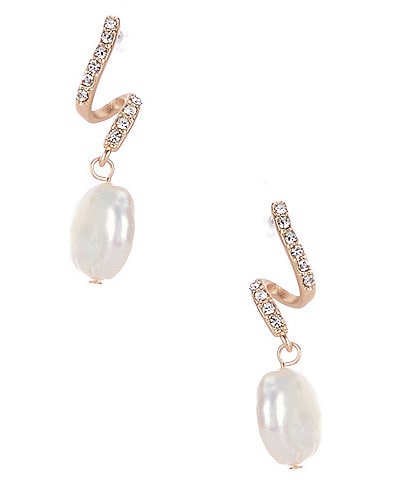 Southern Living Borrowed & Blue By Southern Living Crystal Pave Swirl Metal Organic Pearl Drop Earrings