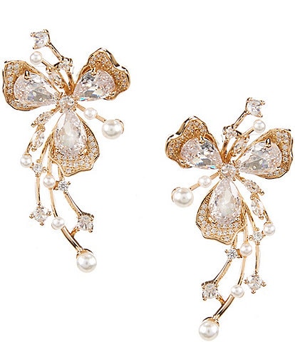 Southern Living Borrowed & Blue By Southern Living Cubic Zirconia Flower Drop Earrings