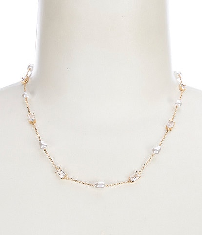 Southern Living Borrowed & Blue By Southern Living Cubic Zirconia Stone and Pearl Collar Necklace