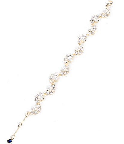 Southern Living Borrowed & Blue by Southern Living Curved Cubic Zirconia Stones and Pearls Line Bracelet