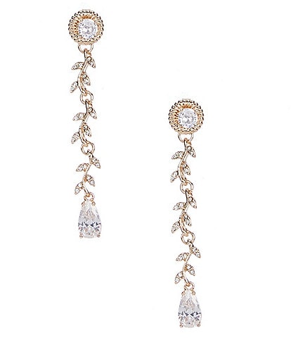 Southern Living Borrowed & Blue by Southern Living CZ Stone Delicate Leaf Vine Linear Earrings