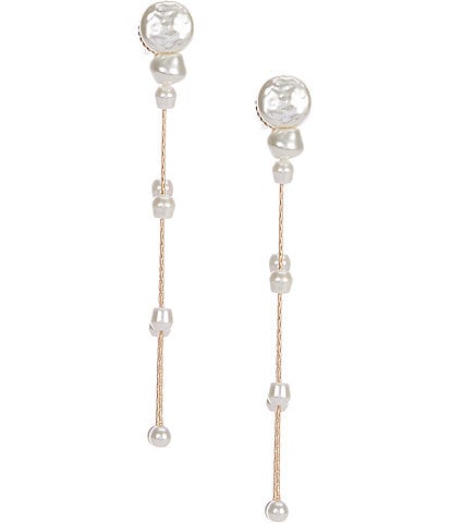 Southern Living Borrowed & Blue By Southern Living Delicate Chain Organic Pearl Linear Front Back Earrings