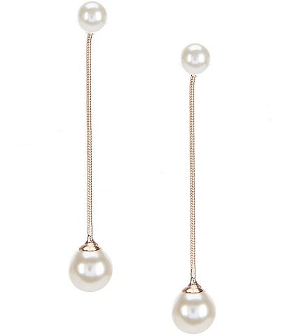 Southern Living Borrowed & Blue By Southern Living Double Pearl Chain Linear Earrings
