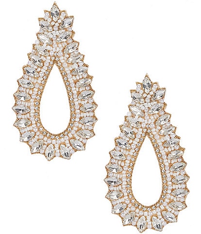 Southern Living Borrowed & Blue by Southern Living Embellished Stone Tear Crystal Drop Statement Earrings