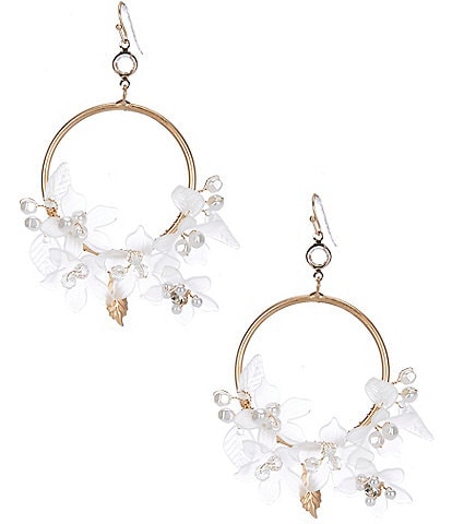 Southern Living Borrowed & Blue by Southern Living Flower and Pearl Statement Hoop Earrings