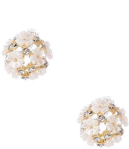 Southern Living Borrowed & Blue by Southern Living Flower and Stone Dome Stud Earrings