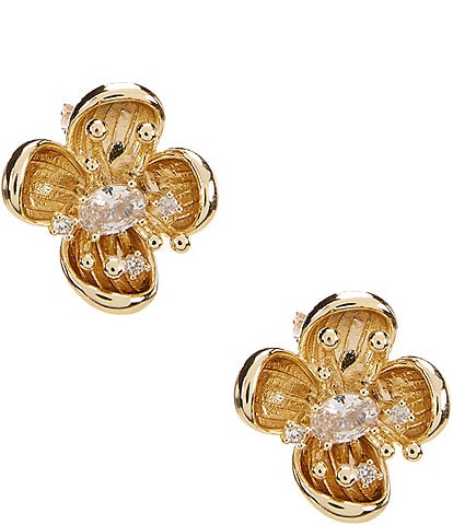 Southern Living Borrowed & Blue By Southern Living Cubic Zirconia Stone Flower Stud Earrings