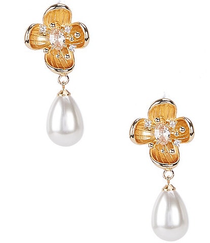 Southern Living x Borrowed & Blue Flower with Pearl Drop Earrings