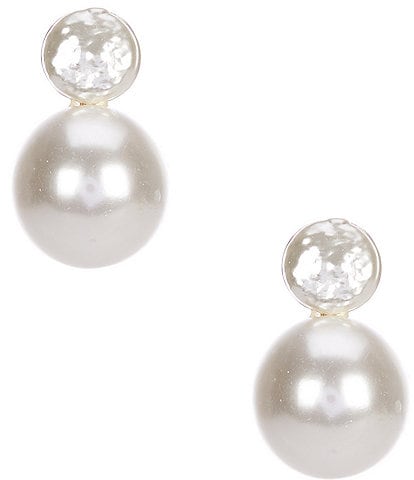 Southern Living Borrowed & Blue By Southern Living Organic Coin Pearl Double Drop Earrings