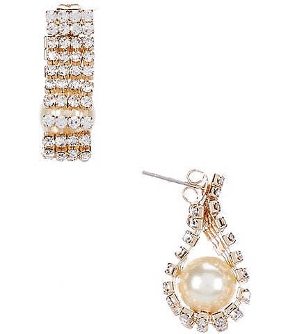 Southern Living Borrowed & Blue by Southern Living Pearl and Crystal Nest Loop Drop Earrings