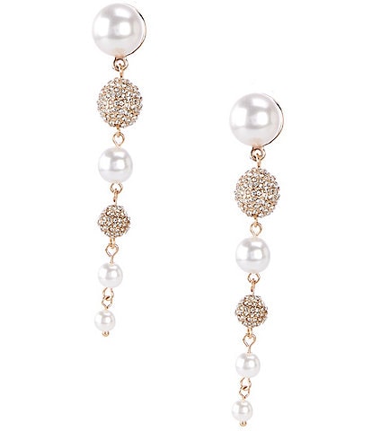 Southern Living Borrowed & Blue by Southern Living Pearl and Pave Ball Linear Earrings