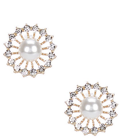 Southern Living Borrowed & Blue by Southern Living Pearl and Stone Circle Stud Earrings