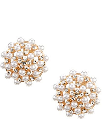 Southern Living Borrowed & Blue By Southern Living Pearl and Stone Cluster Stud Earrings