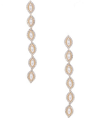 Southern Living Borrowed & Blue By Southern Living Pearl and Crystal Marquise Linear Earrings