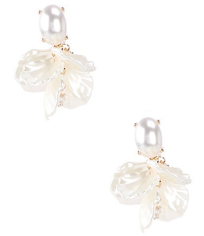 Southern Living Borrowed & Blue by Southern Living Pearl Oval Stud Multi Flower Petal Drop Earrings