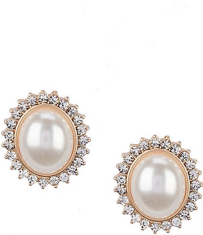 Southern Living Borrowed & Blue by Southern Living Pearl with Stone Stud Earrings