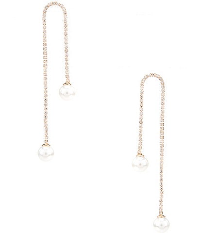 Southern Living Borrowed & Blue by Southern Living Rhinestone Chain Double Pearl Drop Earrings